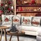 Christmas Throw Pillow Covers 18x18 Set of 4, Merry Christmas Tree Gnome Red Truck Candy Cane Xmas Farmhouse Decorations Rustic Winter Holiday Couch Cover for Sofa Bedroom Home Outdoor